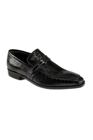 Mauri Black Ostrich Leg Split-Toe Monkstraps Loafers 2478-2 (MAO1019)