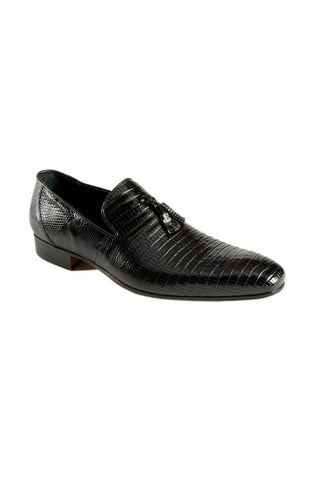 Mauri Black Teju Lizard Tassel Loafers 4821-8 (MAO1023)
