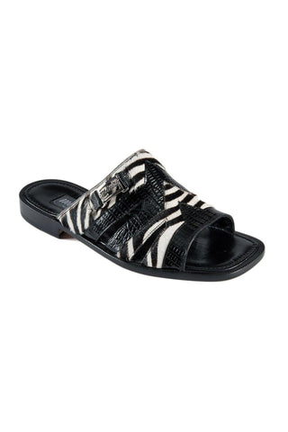 Mauri Black & White Pony / Teju Lizard Sandals 1716-3 (MAO1008)