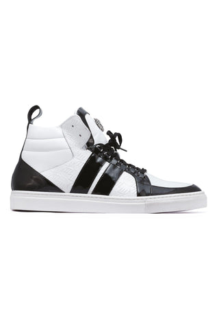 Mauri Blackjack 8410 Black & White Crocodile / Patent / Nappa High-Top Sneakers (MA5276)