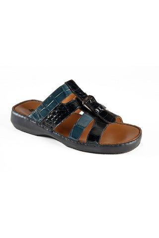Mauri Blue Navy / Carribean Blue Alligator Casual Sandals 5048 (MAO1055)