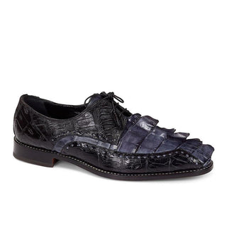 Mauri Men's Hand-Painted Borsieri Black Medium Grey Oxfords 4717 (MA4307) (Special Order)-AmbrogioShoes