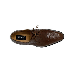 Mauri Boulevard Men's Shoes Tabacco Brown Exotic Ostrich Wing-tip Oxfords 3038 (MA5107)-AmbrogioShoes