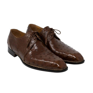 Mauri Boulevard Men's Shoes Tabacco Brown Exotic Ostrich Wing-tip Oxfords 3038 (MA5107)-AmbrogioShoes