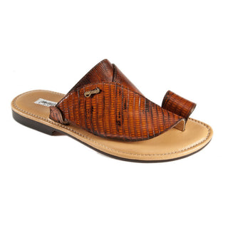 Mauri Brick Men's Designer Shoes Cognac Teju-Lizard Sandals 1622-3 (MAO1005)-AmbrogioShoes