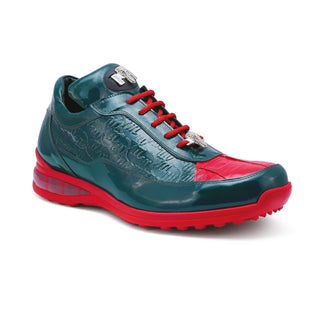 Mauri Bubble 8900/2 Men's Shoes Green & Red Exotic Crocodile / Patent Leather Sneakers (MA5281)-AmbrogioShoes