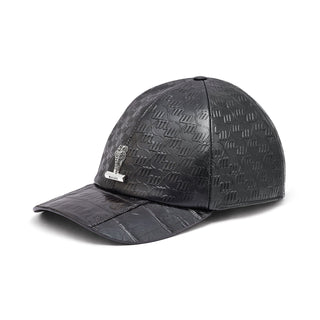 Mauri Cap H65 Men's Black Exotic Crocodile / Nappa Embossed Hat (MAH1008)-AmbrogioShoes