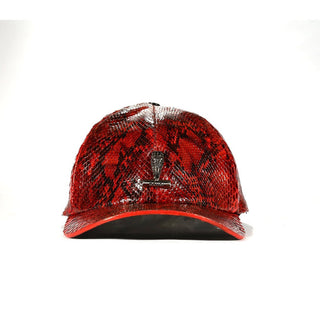 Mauri Cap H65 Men's Black & Red Exotic Snake-Skin Hat (MAH1017)-AmbrogioShoes