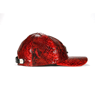 Mauri Cap H65 Men's Black & Red Exotic Snake-Skin Hat (MAH1017)-AmbrogioShoes