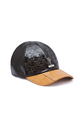 Mauri Cap H65 Men's Exotic Crocodile Skin & Patent Calf-Skin Leather Hat (MAH1014)