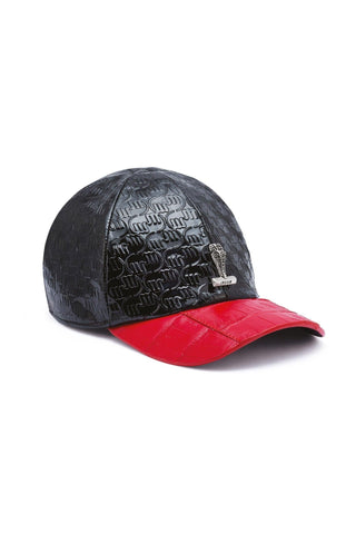 Mauri Cap H65 Men's Exotic Crocodile Skin & Patent Calf-Skin Leather Hat (MAH1014)