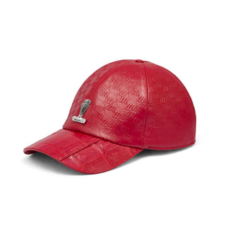 Mauri H65 Men's Red Exotic Caiman Crocodile / Nappa Embbosed Hat (MAH1007)-AmbrogioShoes