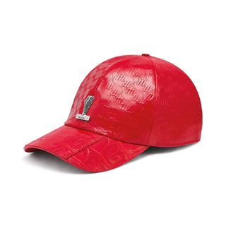 Mauri H65 Men's Red Exotic Caiman Crocodile / Patent Embossed Leather Hat (MAH1015)-AmbrogioShoes