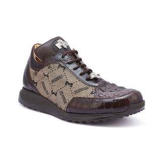 Mauri Carange 8741/2 Ostrich Skin / Hornback Crown / Fabric Sneakers (MA5269)(Made to Order)-AmbrogioShoes
