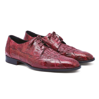 Mauri Casino M777 Men's Shoes Burgundy Crocodile / Hornback Oxfords (MA5265)-AmbrogioShoes