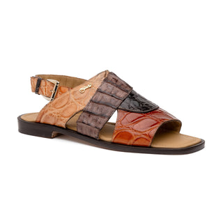 Mauri Cayman 5181 Men's Shoes Multi Brown & Sport Rust Exotic Alligator / Hornback Sandals (MA5611)-AmbrogioShoes