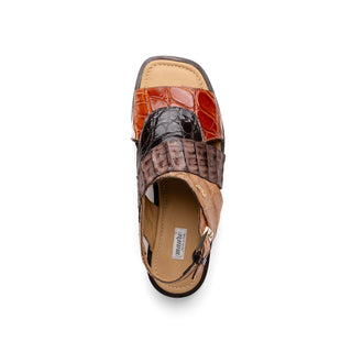 Mauri Cayman 5181 Men's Shoes Multi Brown & Sport Rust Exotic Alligator / Hornback Sandals (MA5611)-AmbrogioShoes