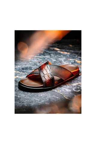 Mauri Coral 5134/6 Alligator Skin & Time Leather Slip-on Sandals (MA5608)