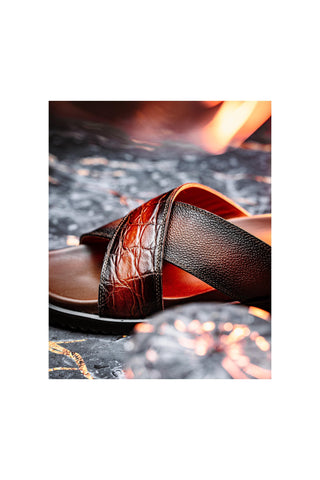 Mauri Coral 5134/6 Alligator Skin & Time Leather Slip-on Sandals (MA5608)