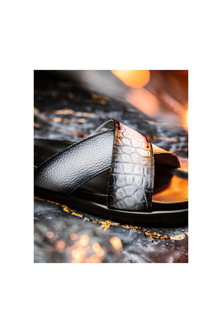 Mauri Coral 5134/6 Alligator Skin & Time Leather Slip-on Sandals (MA5608)