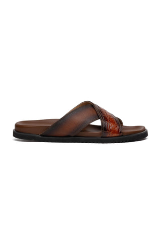 Mauri Coral 5134/6 Alligator Skin & Time Leather Slip-on Sandals (MA5608)