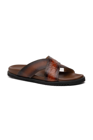 Mauri Coral 5134/6 Alligator Skin & Time Leather Slip-on Sandals (MA5608)