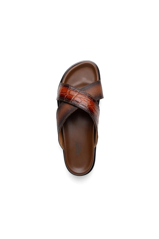 Mauri Coral 5134/6 Alligator Skin & Time Leather Slip-on Sandals (MA5608)