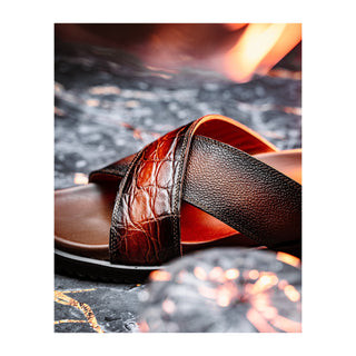 Mauri Coral 5134/6 Exotic Alligator Skin & Time Leather Slip-on Sandals (MA5608)-AmbrogioShoes