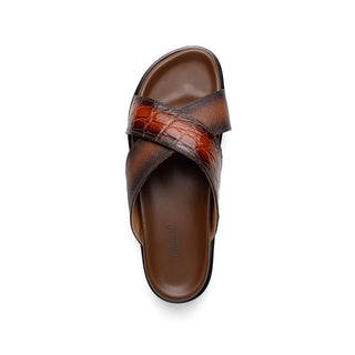 Mauri Coral 5134/6 Exotic Alligator Skin & Time Leather Slip-on Sandals (MA5608)-AmbrogioShoes