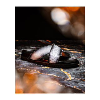 Mauri Coral 5134/6 Exotic Alligator Skin & Time Leather Slip-on Sandals (MA5608)(Special Order)-AmbrogioShoes