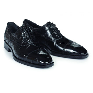 Mauri Correggio Men's Shoes Black Exotic Body Alligator Oxfords 4818 (MA4636)(Special Order)-AmbrogioShoes