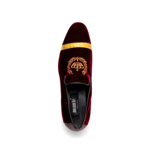 Mauri Crown 3296 Men's Shoes Ruby Red Alligator / Velvet / Nappa Leather Slip-On Loafers (MA5569)-AmbrogioShoes