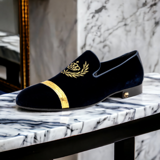 Mauri Crown 3296 Men's Shoes Wonder Blue Alligator / Velvet / Nappa Leather Slip-On Loafers (MA5570)-AmbrogioShoes