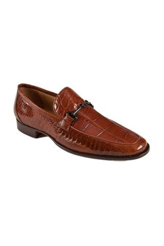 Mauri Dark Cognac Ostrich Leg / Alligator Horsebit Loafers 4863-2 (MAO1025)