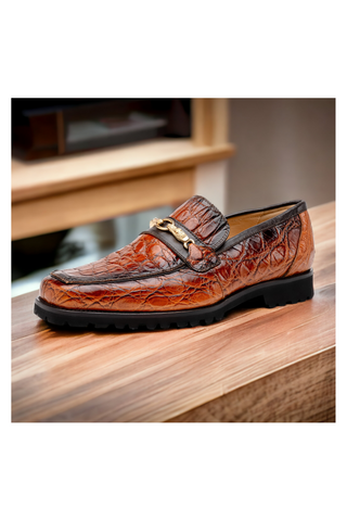 Mauri Debonair 4894-7 Alligator / Nappa Horsebit Split-Toe Loafer