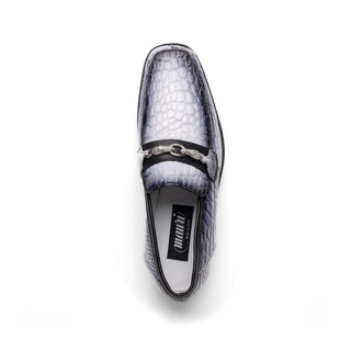 Mauri Debonair 4894-7 Men's Shoes Dirty White & Black Exotic Alligator Horsebit Loafers (MA5591)-AmbrogioShoes