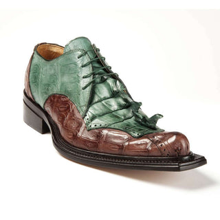 Mauri Designer Shoes 44209 Men's Brown & Green Hornback Tail & Baby Croc Oxfords (MA4614)-AmbrogioShoes