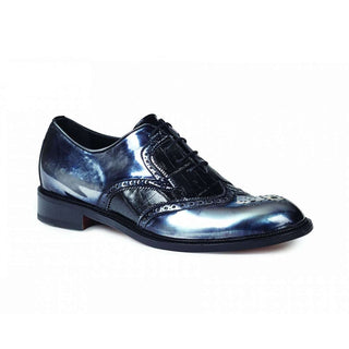 Mauri Designer Shoes 4781/1 Men's Designer Shoes Tiziano Black Calfskin & Baby Crocodile Oxfords (MA4635)-AmbrogioShoes