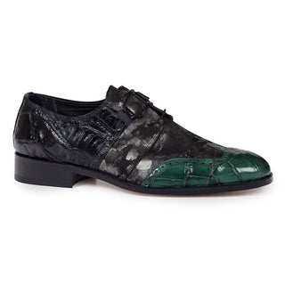 Mauri Designer Shoes 53124 Men's Black & Fabric Machado/Alligator & Baby Croc Oxfords (MA4617)-AmbrogioShoes