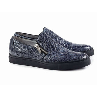 Mauri Designer Shoes 8508 Men's Grey Body Alligator Sneakers (MA4609)(Made to Order)-AmbrogioShoes