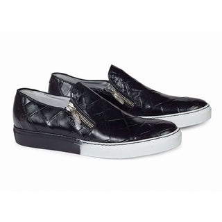 Mauri Designer Shoes 8508/1 Men's Black Body Alligator Sneakers (MA4608)(Made to Order)-AmbrogioShoes