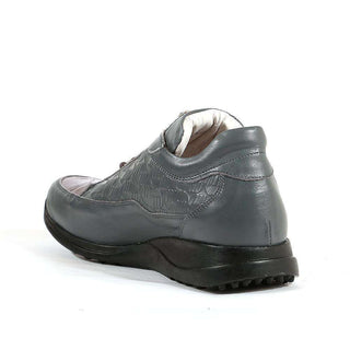 Mauri Shoes 8900/2 Italian Mens Shoes King Nappa Embossed / Croco Medium Grey Sneakers (MA1114)-AmbrogioShoes