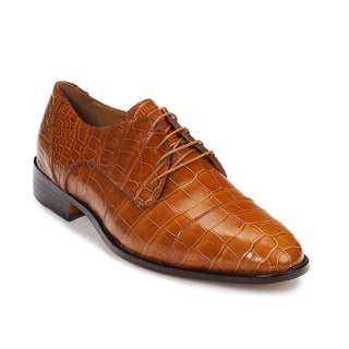 Mauri Designer Shoes Exotic Skin Men's Baby Alligator Cognac Oxfords 4896 (MA4918)-AmbrogioShoes