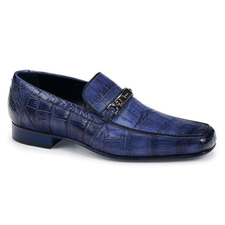 Mauri Designer Shoes Exotic Skin Men's Baby Alligator Wonder Blue Loafers 4894 (MA4916)-AmbrogioShoes