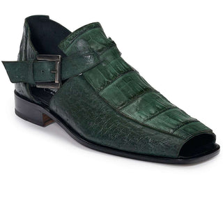 Mauri Designer Shoes Exotic Skin Men's Baby Croc & Ostrich Green Sandals 3035 (MA4902)-AmbrogioShoes