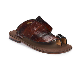 Mauri Shoes Exotic Skin Men's Baby Croc multi Brown Sandals 1951 (MA4900)-AmbrogioShoes