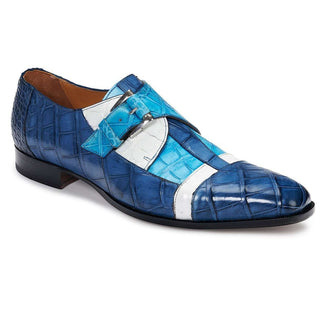 Mauri Shoes Exotic Skin Men's Body Alligator Tri-tone Blue Loafers 4841 (MA4906)-AmbrogioShoes
