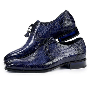 Mauri Shoes Exotic Skin Men's Rovere Wonder Blue Alligator Body Oxfords 4851(MA4803)-AmbrogioShoes