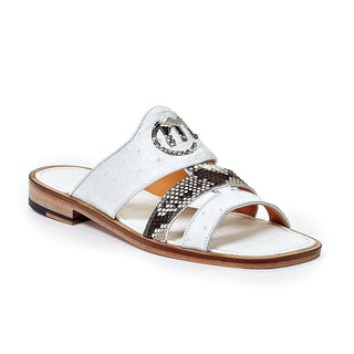 Mauri Designer Shoes Men's Designer Shoes Ostrich & Snakeskin White Sandals Art 1255/1 (MA4660)-AmbrogioShoes