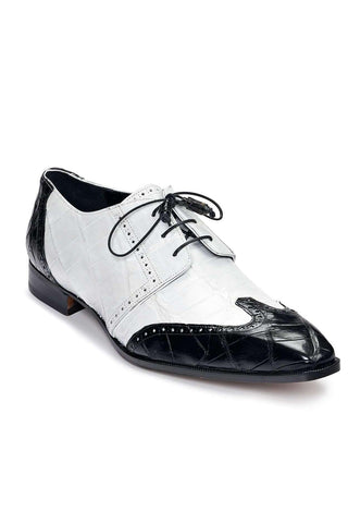 Mauri Designer Shoes Skin Men's Body Alligator Black & White Oxfords 3053 (MA4903)
